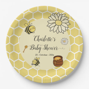 Cute Bee with Sweet Honey Baby Shower Paper Plate