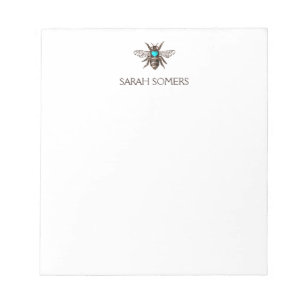 Cute Bee with Turquoise Heart Nature Personalized Notepad