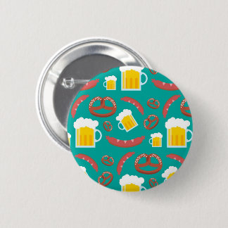 Cute Beer And Sausage Octoberfest Pattern 2 Inch Round Button