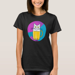 Cute Beer Cat Part Cat and Part Beer glass T-Shirt
