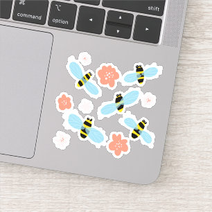 Cute bees and flowers