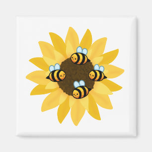 Cute Bee's and Flowers Magnet