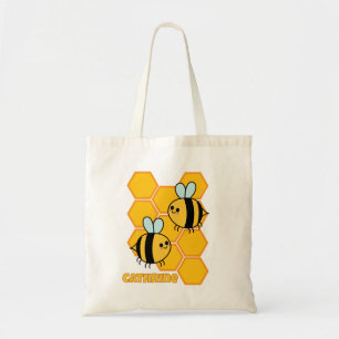Cute Bees And Honeycomb Design Custom Tote Bag