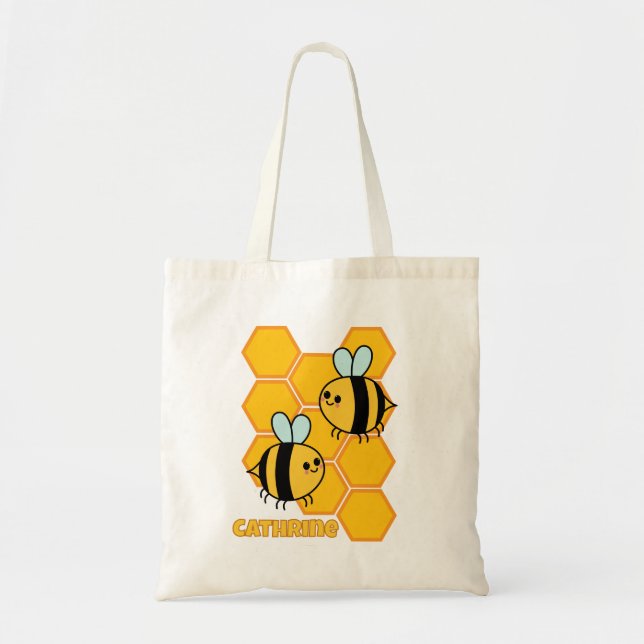 Cute Bees And Honeycomb Design Custom Tote Bag (Front)