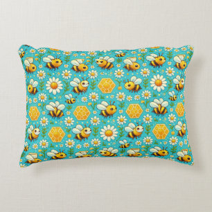 🐝 Cute Bees Daisies Floral Home Decor Pillow 🌼