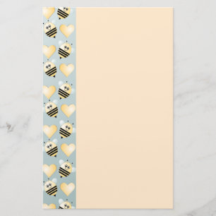 Cute Bees Honey Hearts Stationery