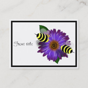Cute Bees Meeting on Purple Flower Business Card