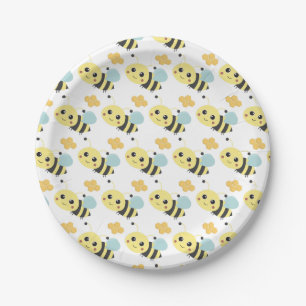 Cute Bees Pattern Adorable Bee-Themed Party Paper Plate