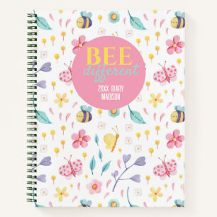 Cute Bees Pattern Bee different quote Notebook