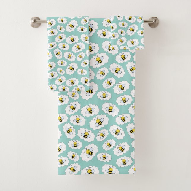 Cute Bees Pattern towel set (Insitu)