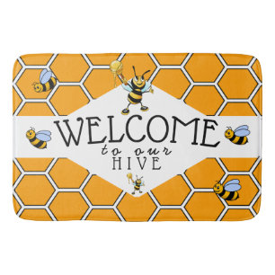Cute Bees Welcome to Our Hive Bath Mat