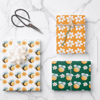 Cute bees wrapping paper. Gift wrapping. Wrapping Wrapping Paper Sheet