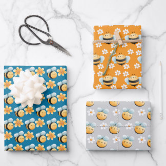 Cute bees wrapping paper. Gift wrapping. Wrapping Wrapping Paper Sheet
