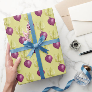 Cute Beetroot Watercolor Pattern Wrapping Paper
