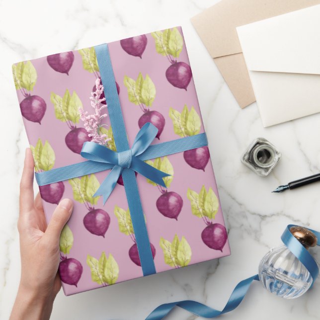 Cute Beetroot Watercolor Pattern Wrapping Paper (Gifting)