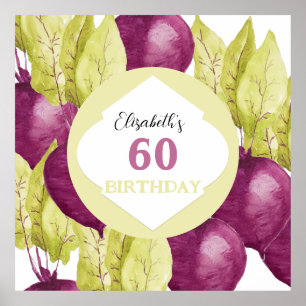 Cute Beets Watercolor Art Personalized Poster