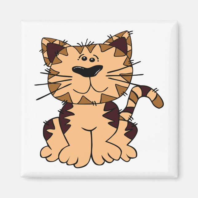CUTE BEIGE AND BROWN big head CAT Magnet (Front)