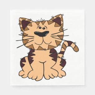 CUTE BEIGE AND BROWN big head CAT Napkin
