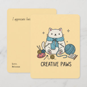 Cute Beige Cat Knitter Yellow Vibes Hobby Supplies Card