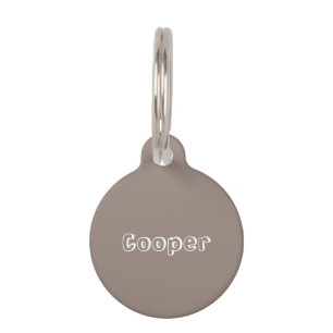 Cute beige greige custom name contact info dog pet tag