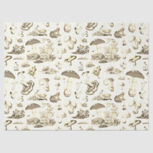 Cute Beige Mushroom Frog Snail Forest Pattern Tissue Paper