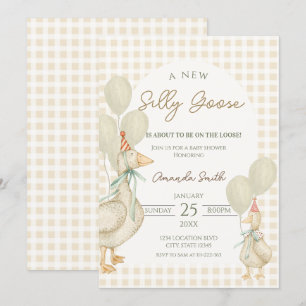 Cute Beige Silly Goose Baby shower Invitation