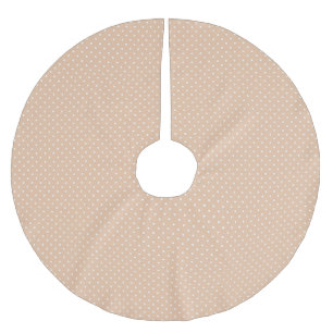Cute beige tan and white polka dot pattern stylish brushed polyester tree skirt