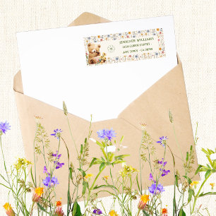 Cute Beige Teddy Baby Shower Envelope Address Labe