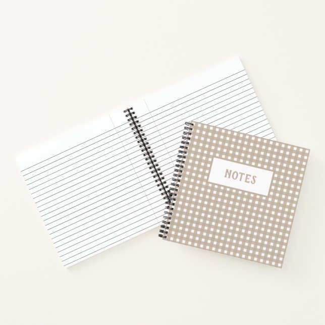 Cute Beige & White Plaid Everyday Notebook (Inside)