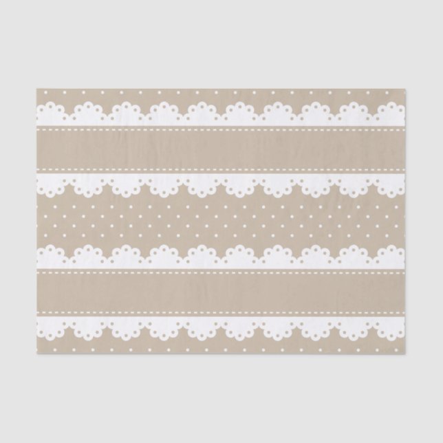 Cute Beige White Polka Dot Lace Pattern Tissue Paper (Front)