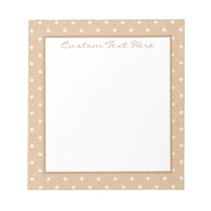 Cute Beige White Polka Dot Pattern Personalized Notepad