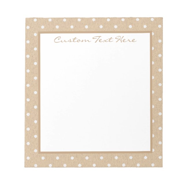 Cute Beige White Polka Dot Pattern Personalized Notepad (Front)