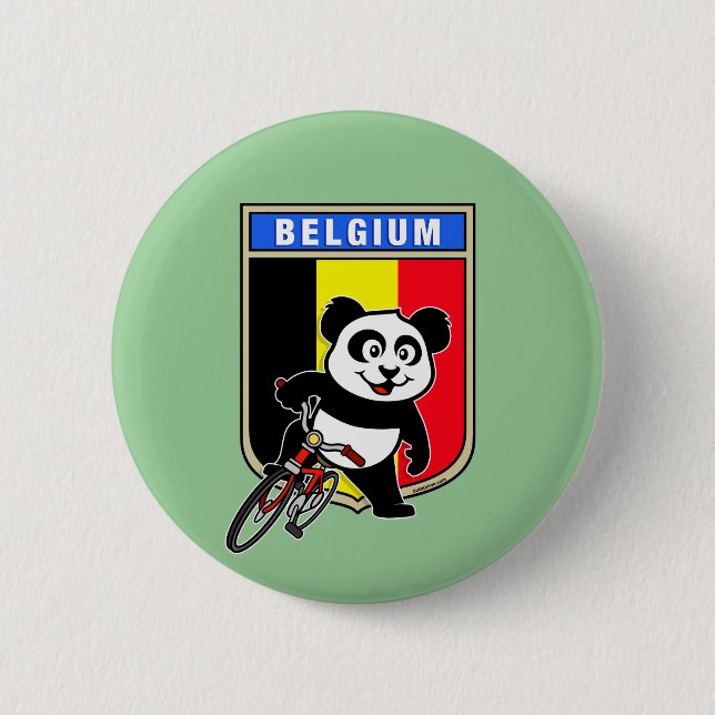 Cute Belgium Cycling Panda 2 Inch Round Button (Front)