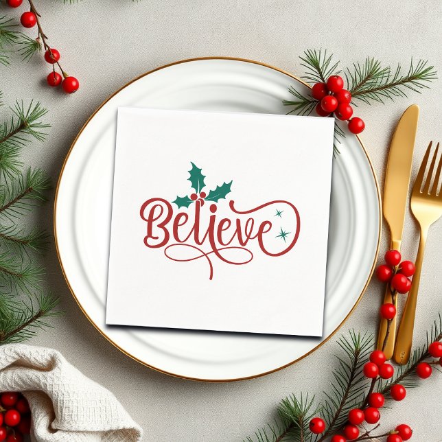 Cute 'Believe' Christmas Napkin (Creator Uploaded)