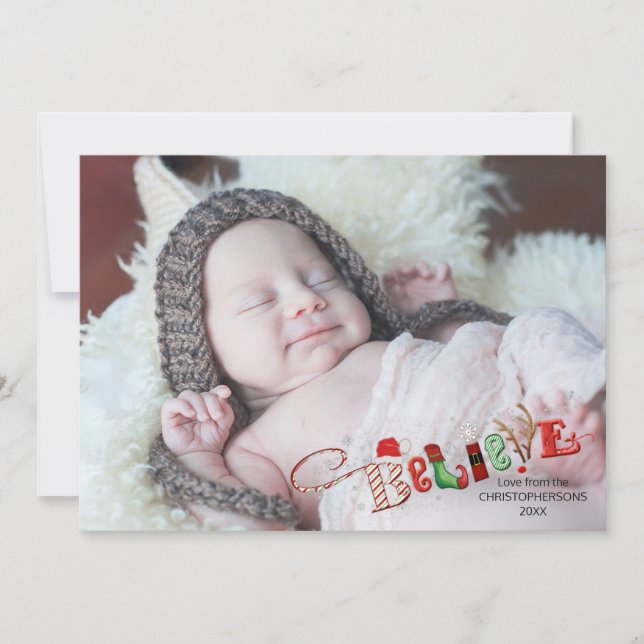 Cute BELIEVE Christmas Spirit One Photo (Front)