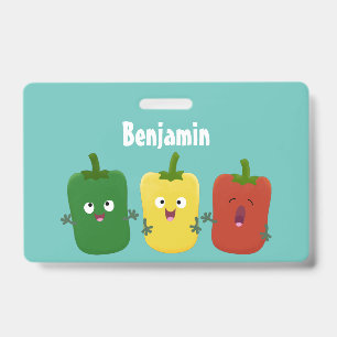 Cute bell pepper capsicum trio singing cartoon badge