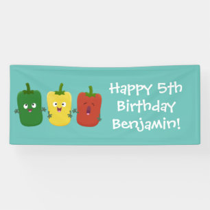 Cute bell pepper capsicum trio singing cartoon  banner
