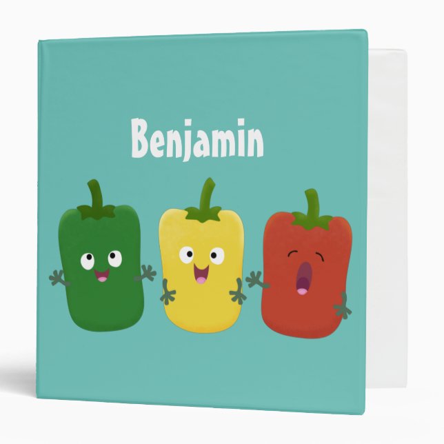 Cute bell pepper capsicum trio singing cartoon binder (Front/Inside)