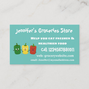 Cute bell pepper capsicum trio singing cartoon  business card