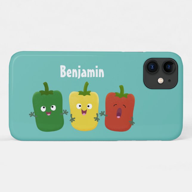 Cute bell pepper capsicum trio singing cartoon Case-Mate iPhone case (Back (Horizontal))