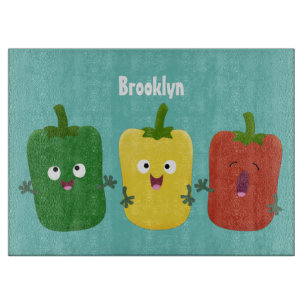 Cute bell pepper capsicum trio singing cartoon cutting board
