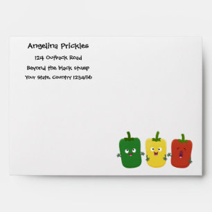 Cute bell pepper capsicum trio singing cartoon envelope