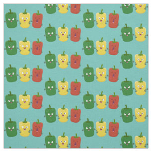 Cute bell pepper capsicum trio singing cartoon  fabric