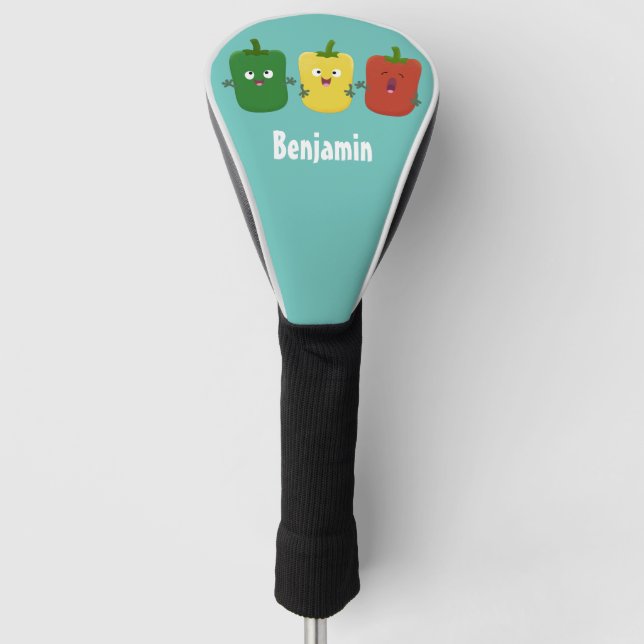Cute bell pepper capsicum trio singing cartoon golf head cover (Front)