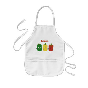 Cute bell pepper capsicum trio singing cartoon  kids apron