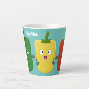 Cute bell pepper capsicum trio singing cartoon latte mug