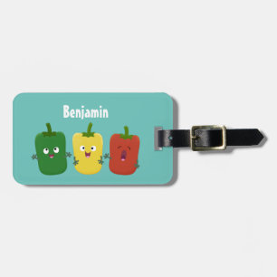 Cute bell pepper capsicum trio singing cartoon luggage tag