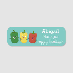 Cute bell pepper capsicum trio singing cartoon  name tag