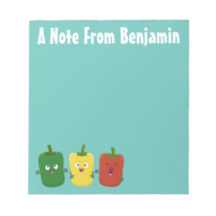 Cute bell pepper capsicum trio singing cartoon notepad