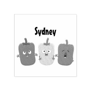 Cute bell pepper capsicum trio singing cartoon rubber stamp